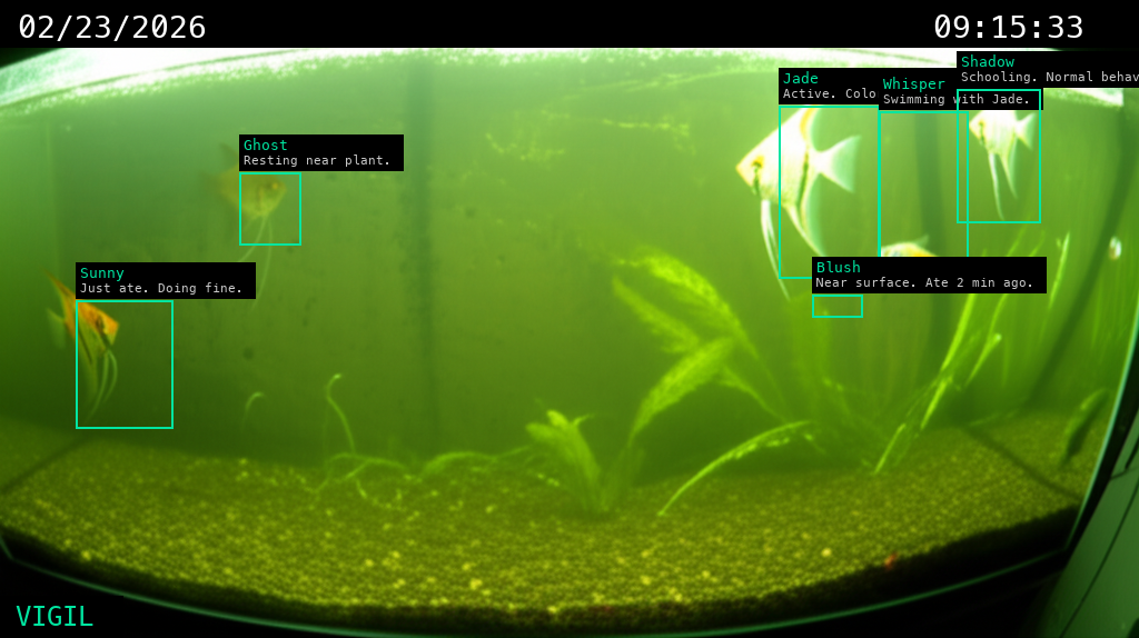 Fish tank monitoring with AI — Vigil identifies each fish by name